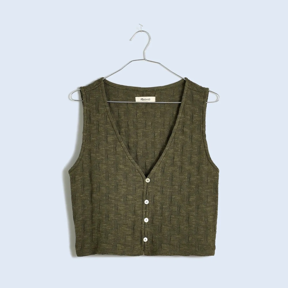 Madewell Basket Weave Stitch Vest XS G1